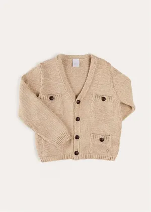 Safari Button Detail Cardigan in Camel (4-10yrs)