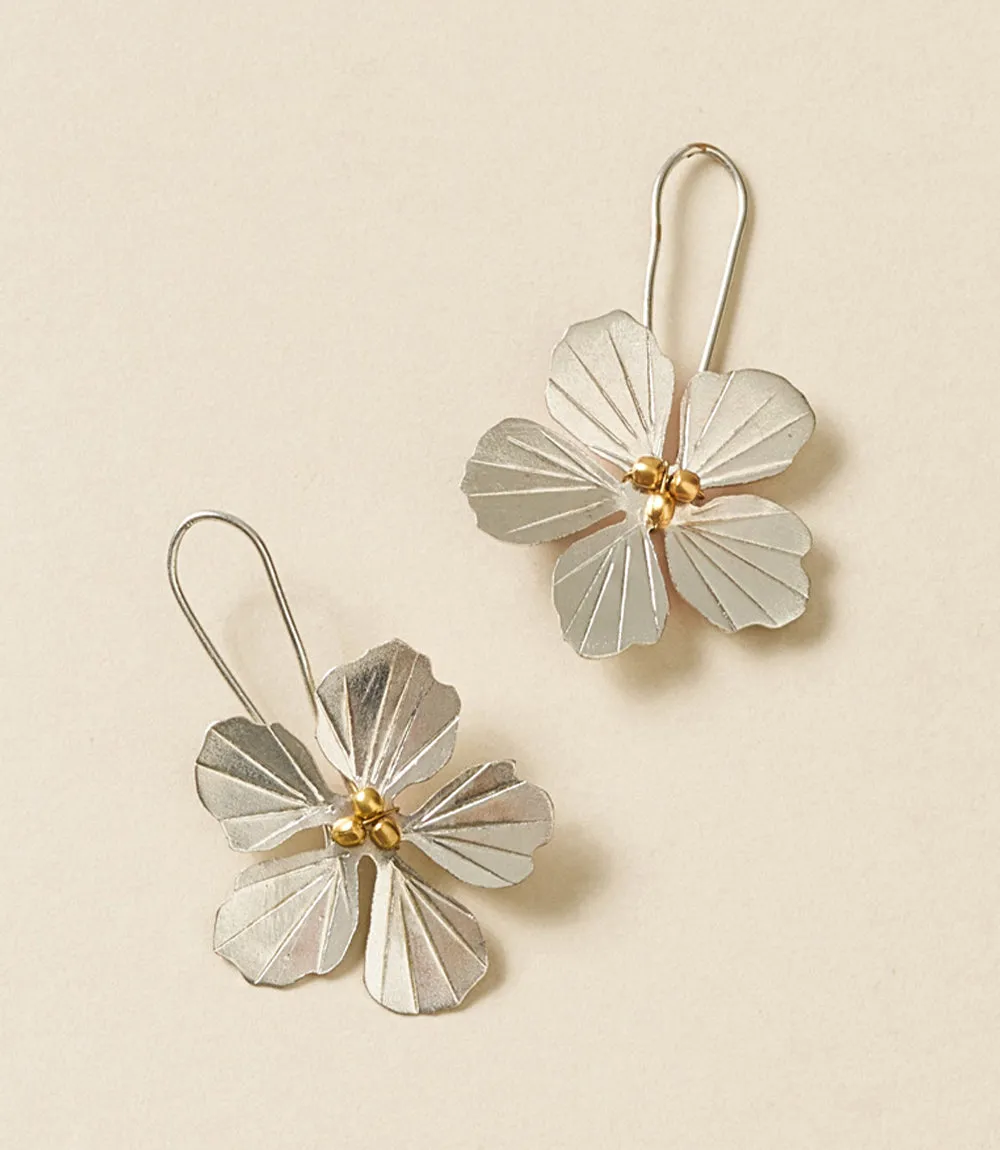 Sayuri Flower Silver Drop Earrings by Matr Boomie