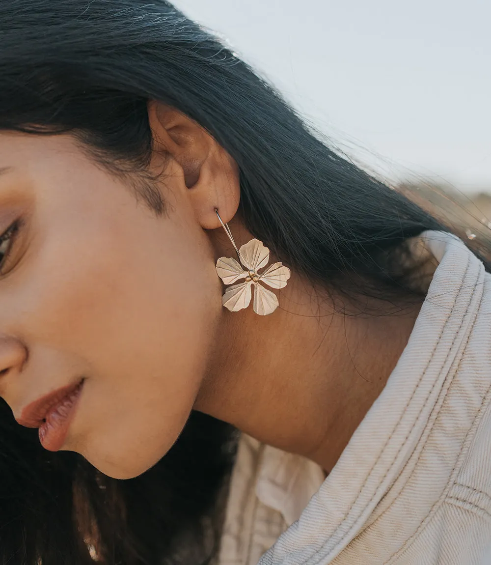 Sayuri Flower Silver Drop Earrings by Matr Boomie