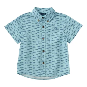 Short Sleeve Fishing Shirt in Tuna Allover Print