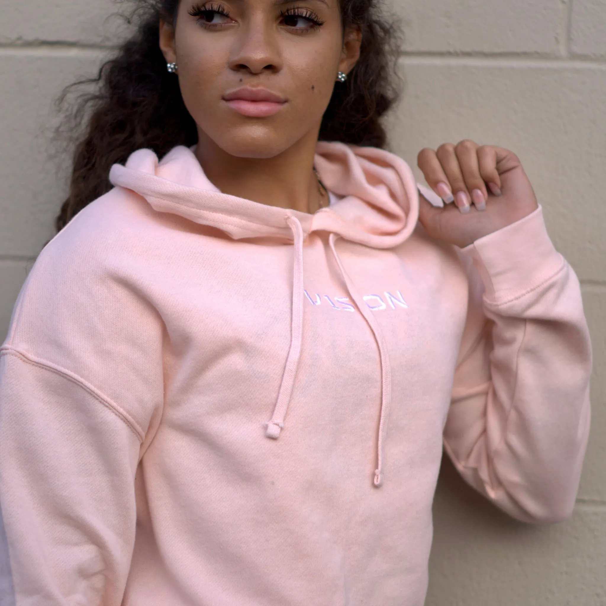 Signature V1SION Lightweight Cropped Hoodie "Blush"