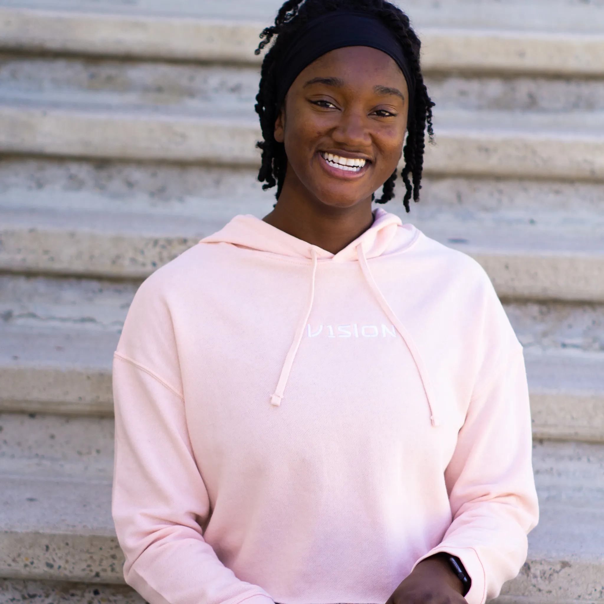 Signature V1SION Lightweight Cropped Hoodie "Blush"