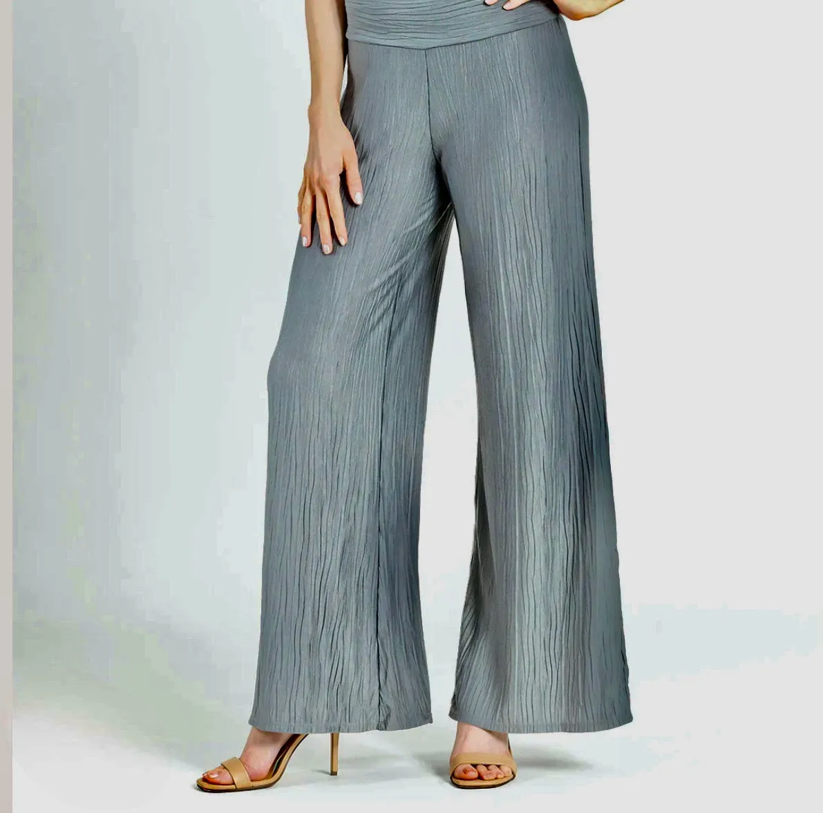 Soft pleat knit Palazzo pant-Olive