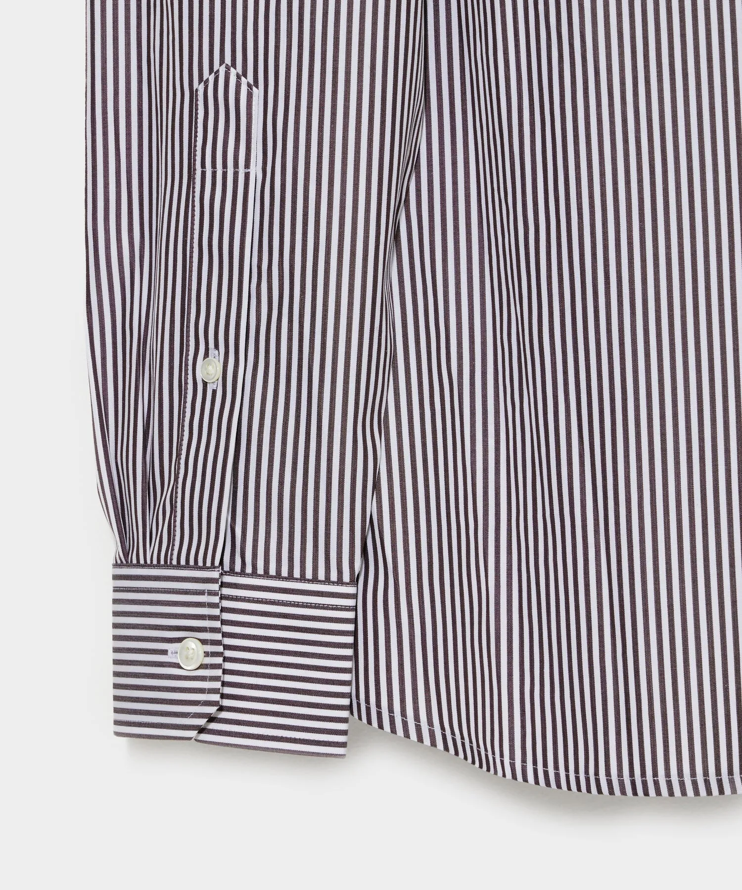 Spread Collar Poplin Dress Shirt in Brown Banker Stripe