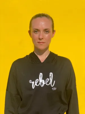 (S/S 2020) Rebel lightweight cinched cropped hoodie in BLACK