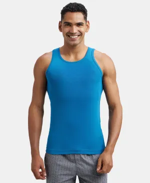 Super Combed Cotton Rib Round Neck Sleeveless Vest - Blue Saphire
