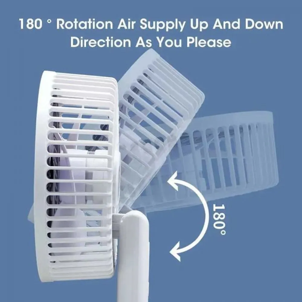 Super Foldable Cooling Fan with 3-Speed Settings and Clip-On Holder- White