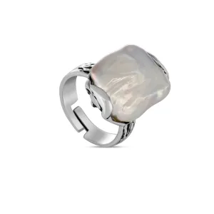Swan ring with a massive Baroque pearl