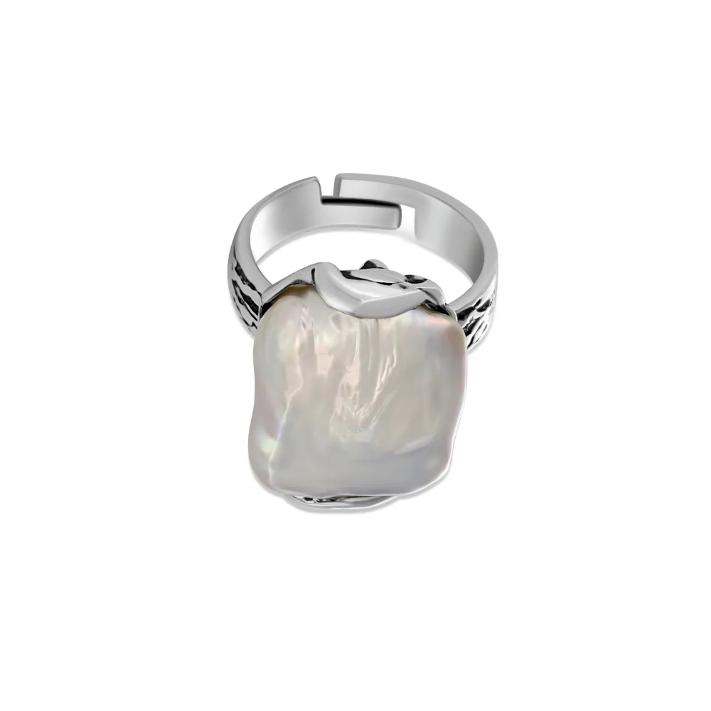 Swan ring with a massive Baroque pearl