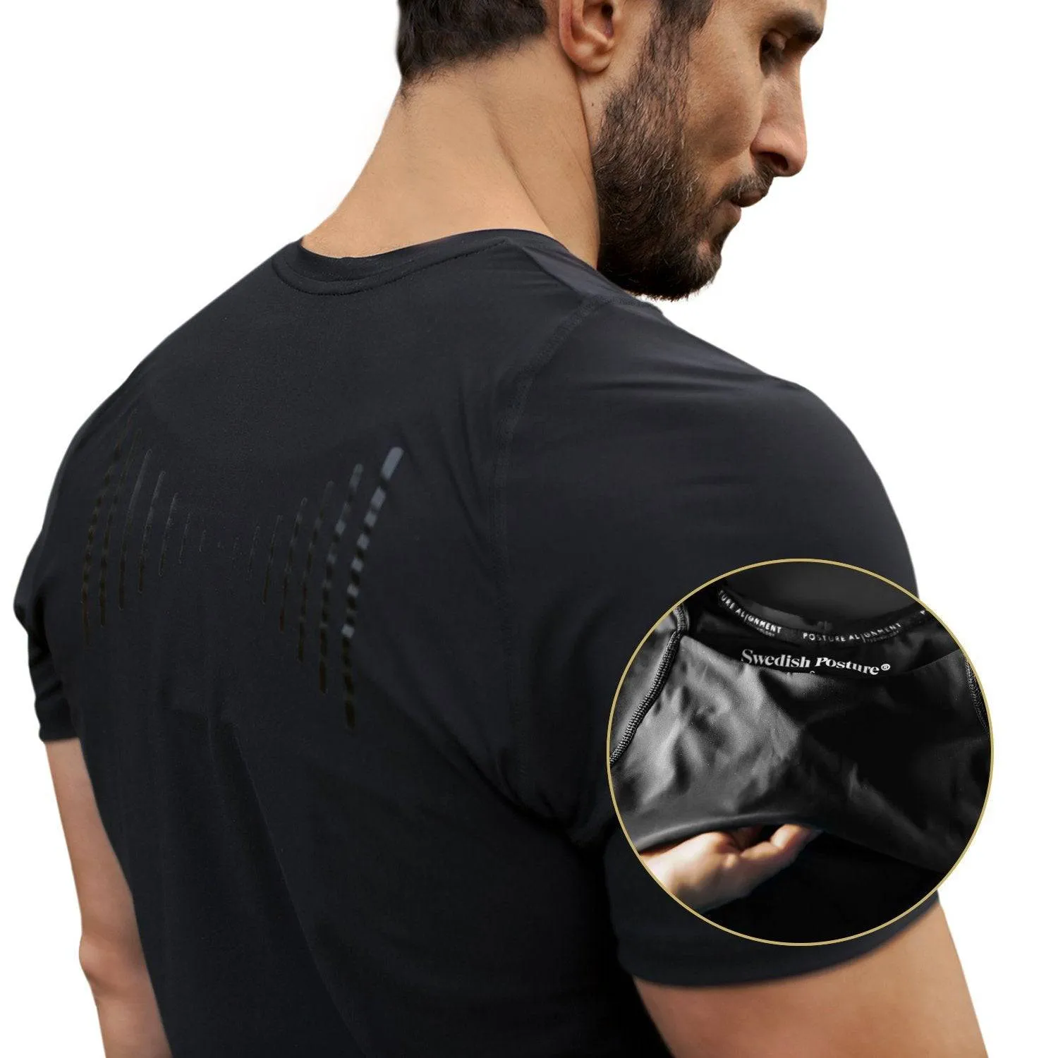 Swedish Posture Posture Reminder T-Shirt - Black Medium - For Men's