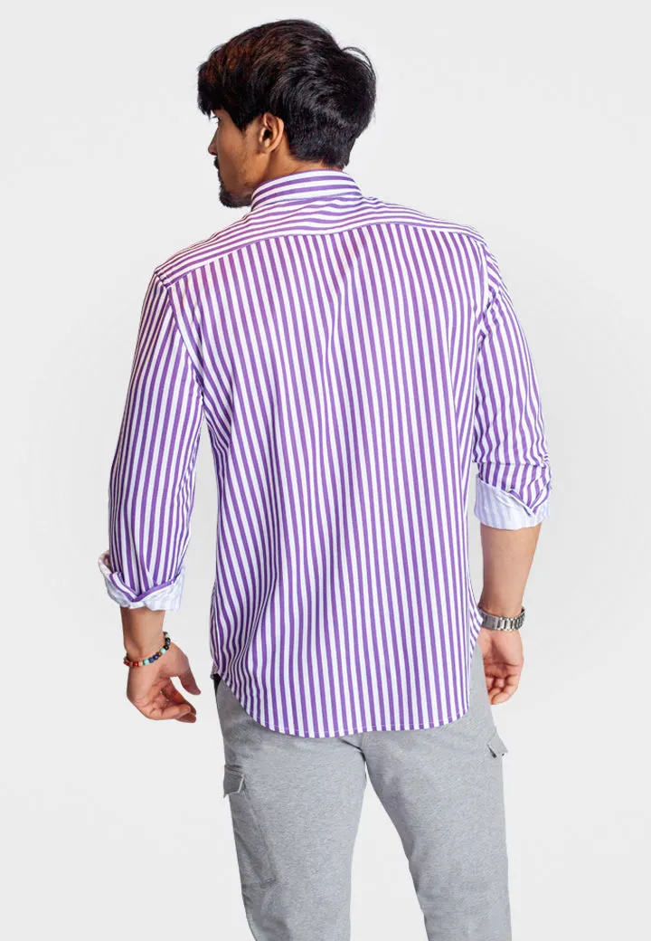 The Go Big Stripe Long Sleeve Tech Shirt - Grape