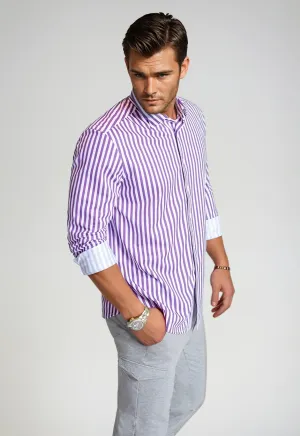 The Go Big Stripe Long Sleeve Tech Shirt - Grape
