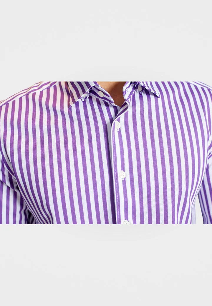 The Go Big Stripe Long Sleeve Tech Shirt - Grape
