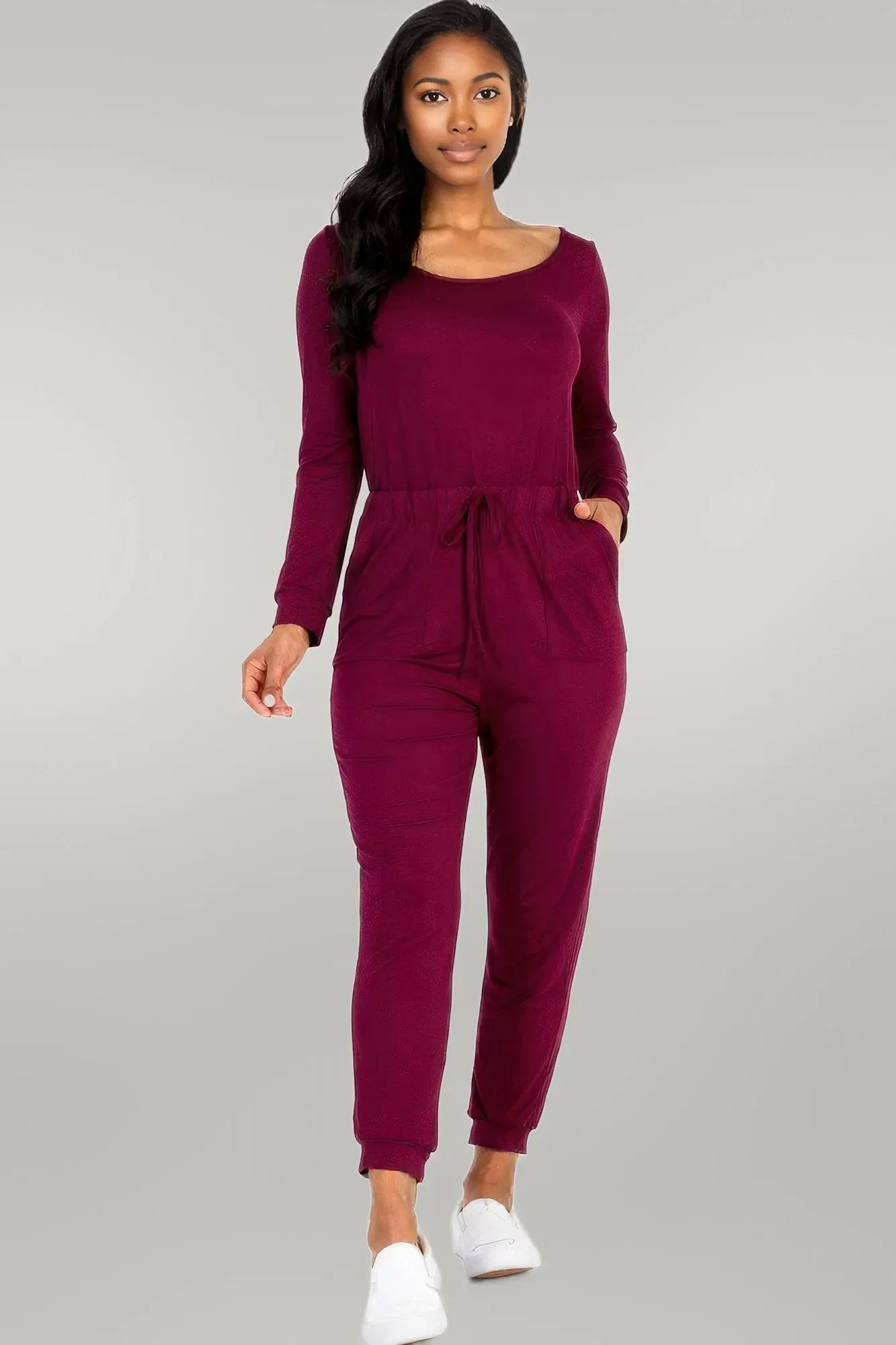 Tie Waist Long Sleeve Jumpsuit