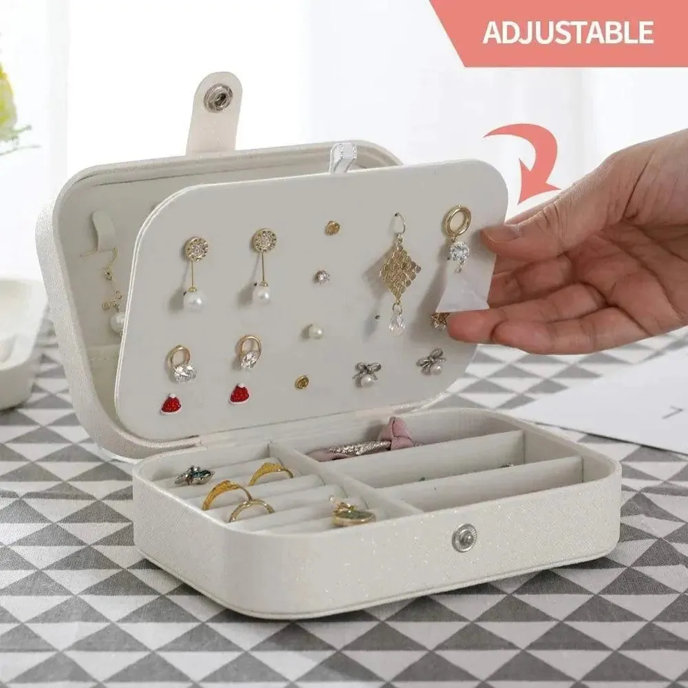 Travel Jewelry Case,Small Jewelry Box,Portable Travel Jewellery Box Trays Organizer Display Storage Case for Rings and Earrings