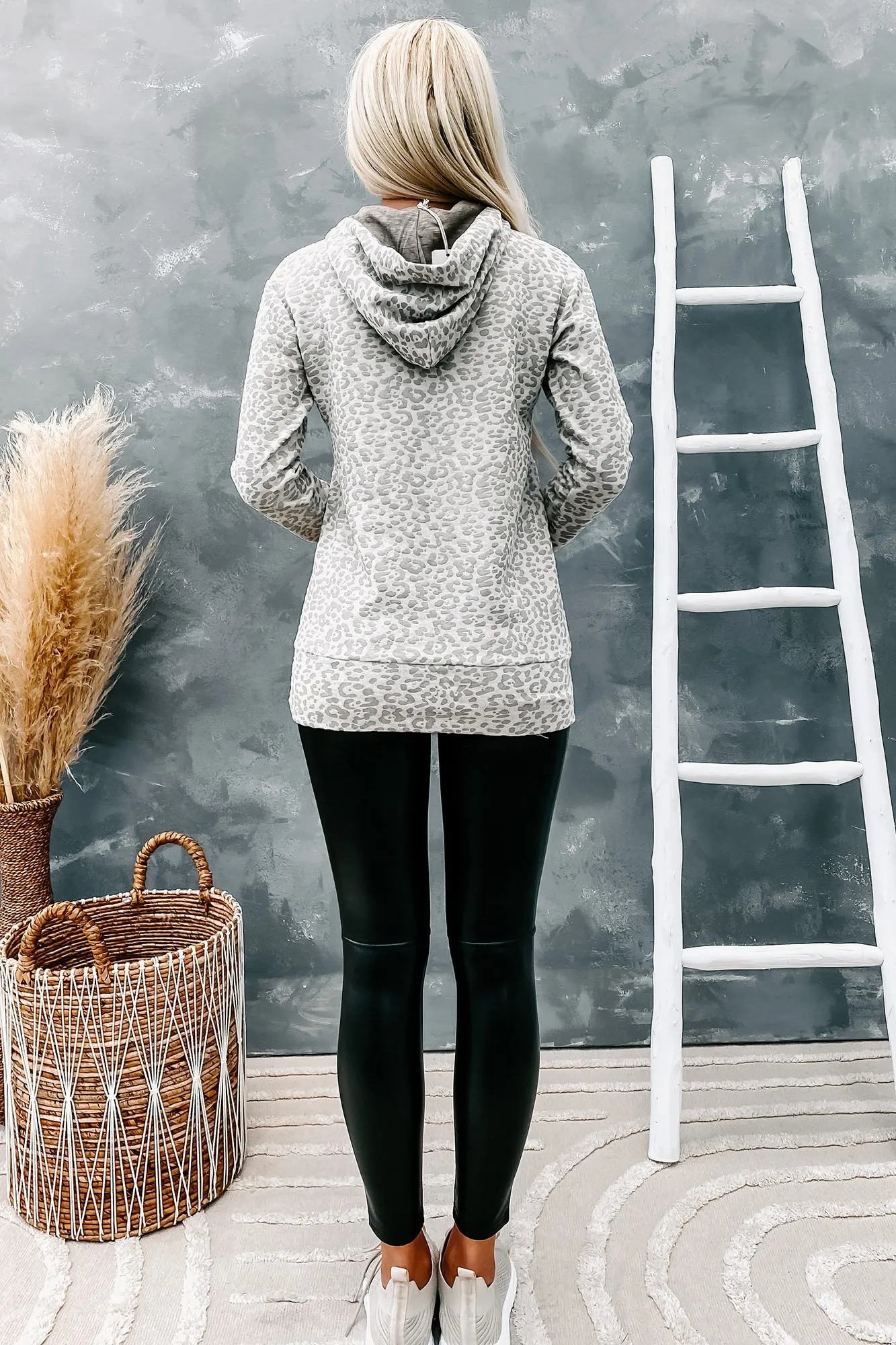 Travel Often Leopard Half-Zip Hoodie (Oatmeal)