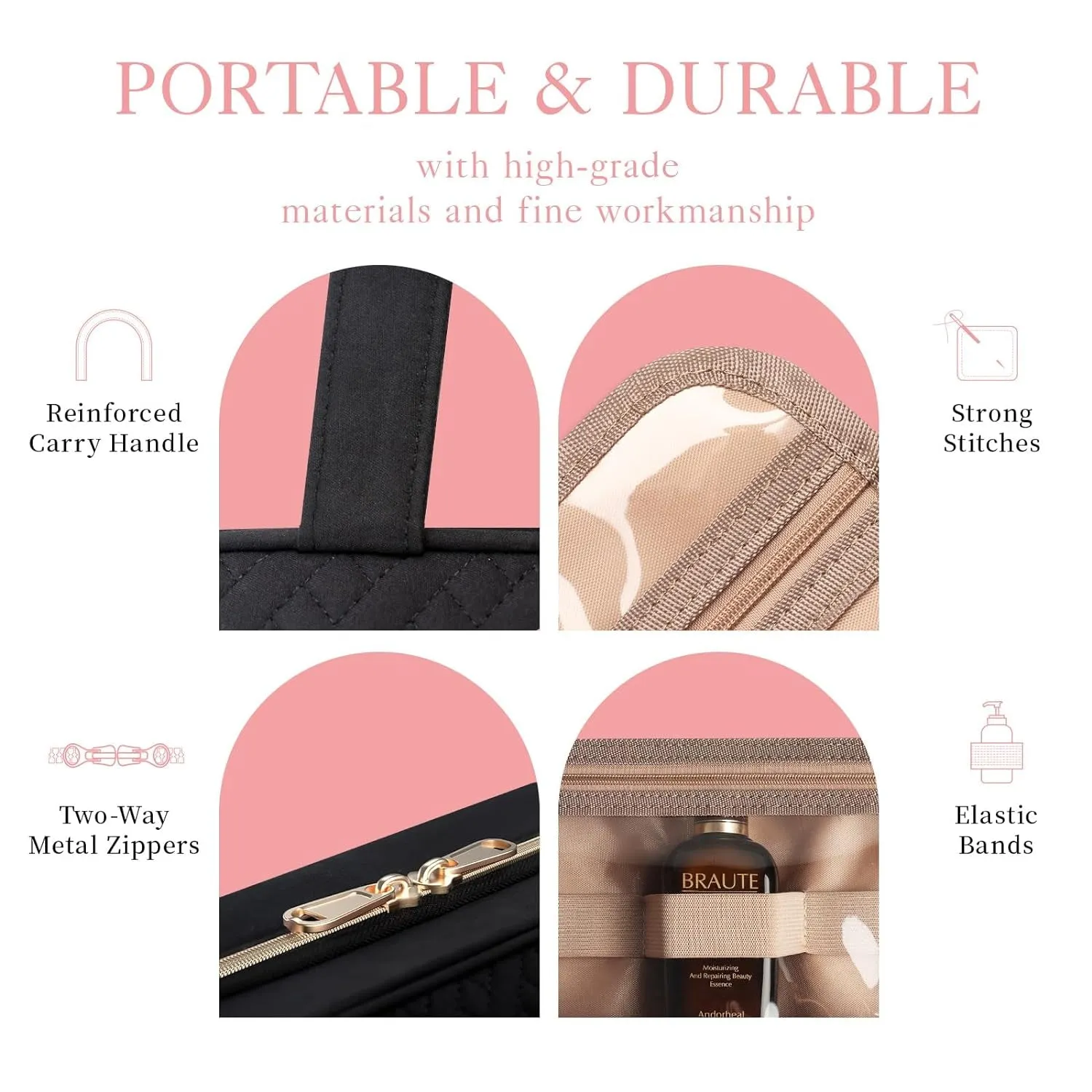 Travel Toiletry Bag Waterproof Makeup Bag With Hook for Women and Men