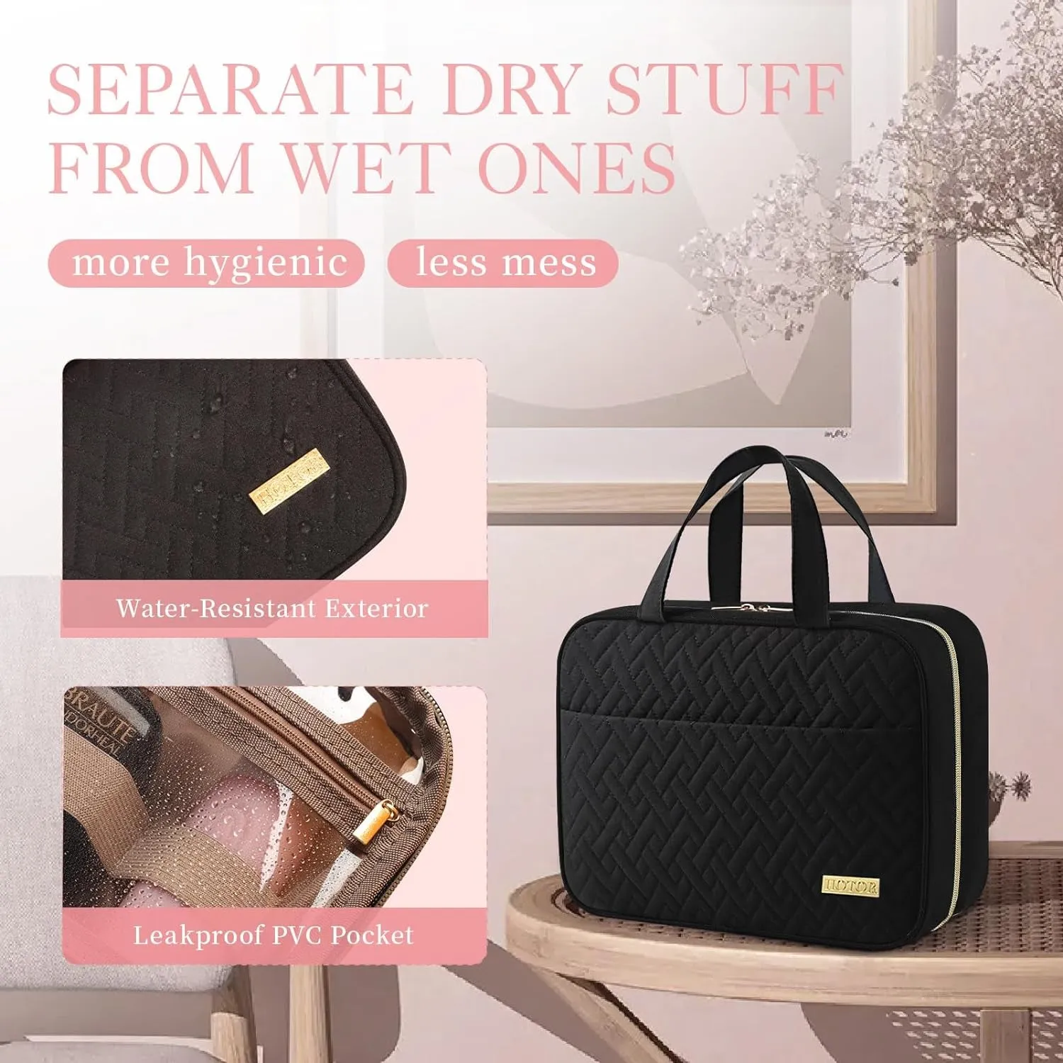 Travel Toiletry Bag Waterproof Makeup Bag With Hook for Women and Men