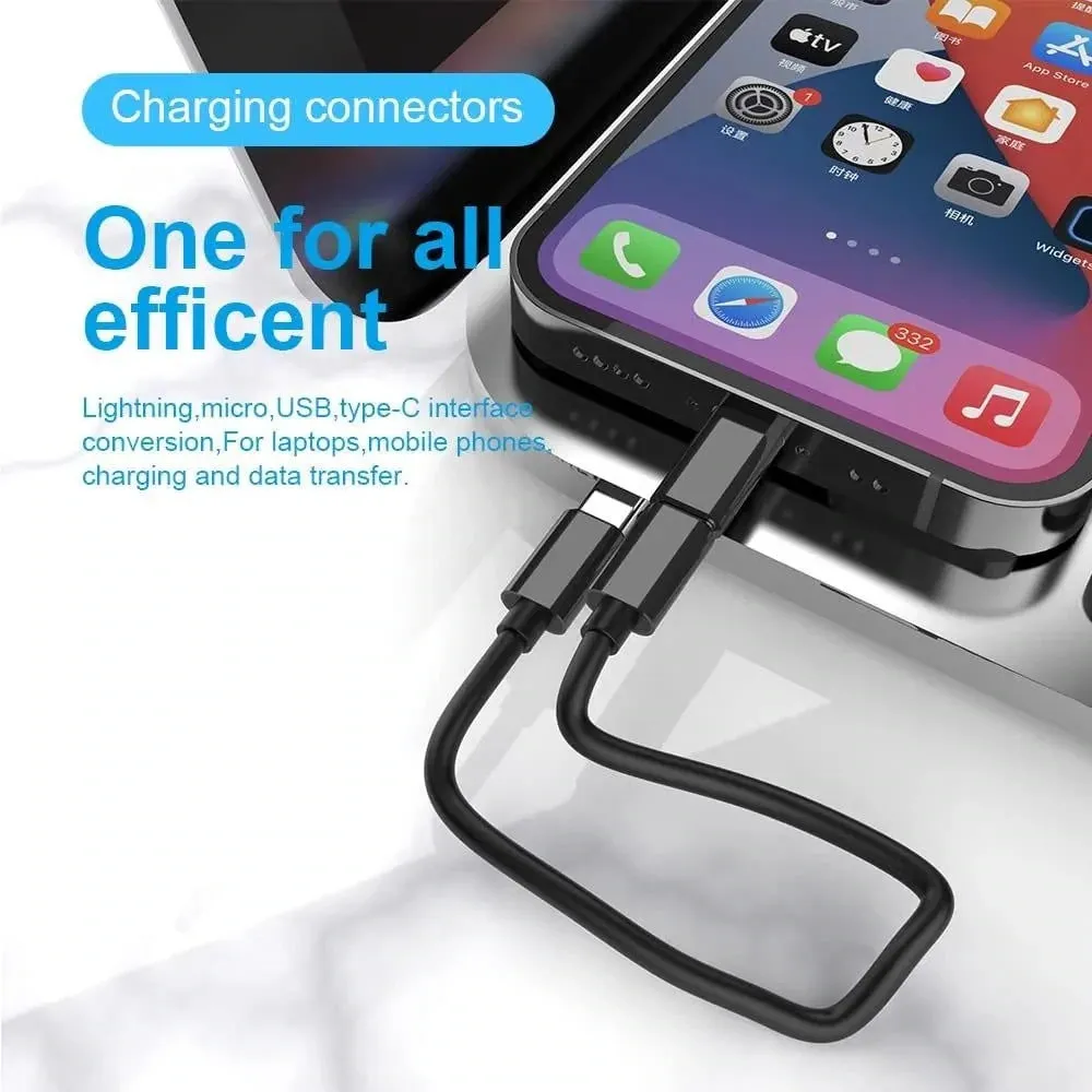 Travelest Multifunctional 60W Fast Charging data cable 3 in 1 USB cable set storage set - Black