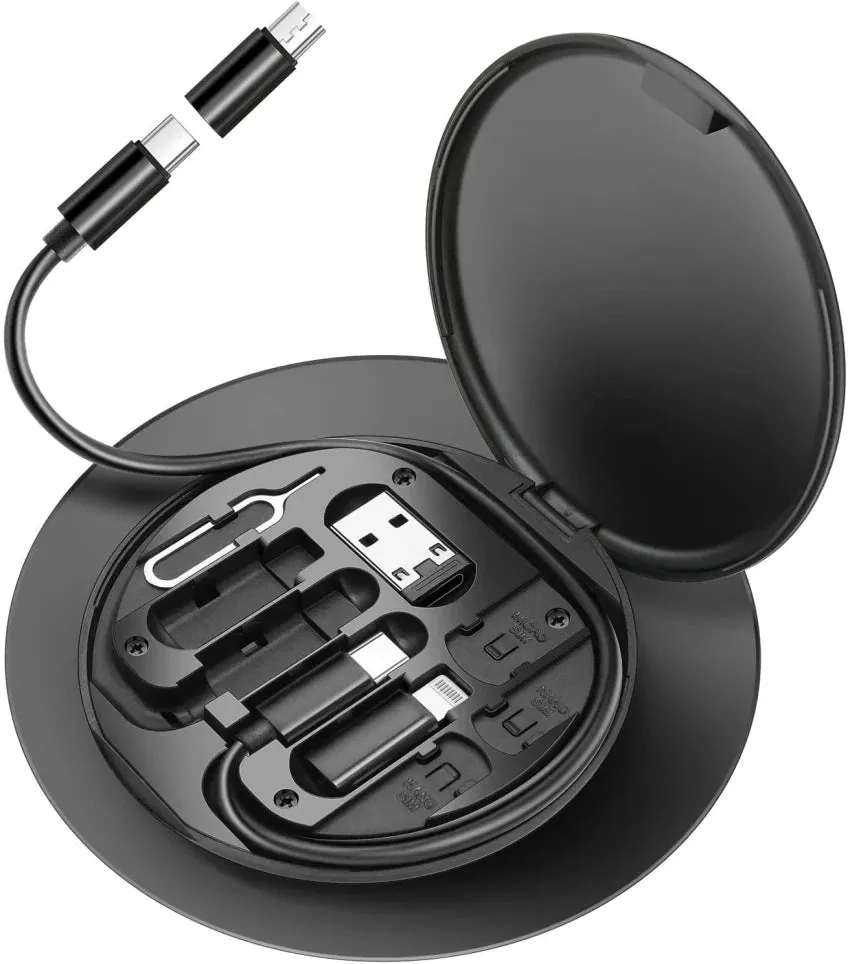 Travelest Multifunctional 60W Fast Charging data cable 3 in 1 USB cable set storage set - Black