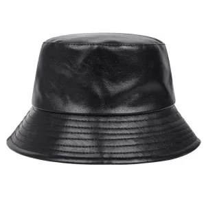 Trendy Faux Leather Bucket Hat – Stylish Waterproof Streetwear for Men & Women, Lightweight & Versatile Design