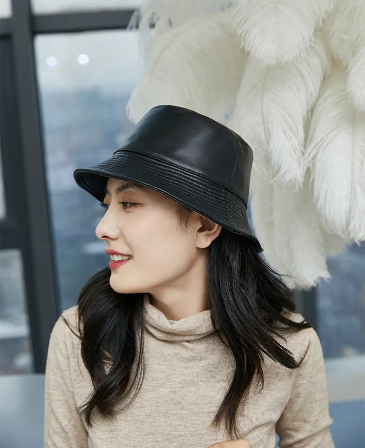 Trendy Faux Leather Bucket Hat – Stylish Waterproof Streetwear for Men & Women, Lightweight & Versatile Design