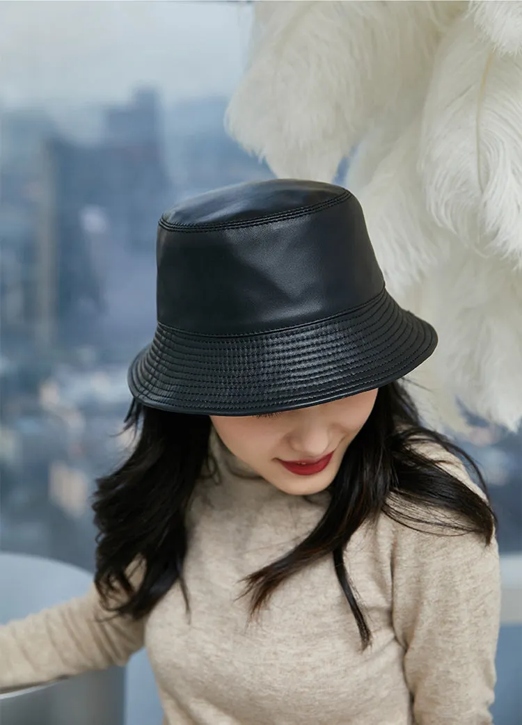 Trendy Faux Leather Bucket Hat – Stylish Waterproof Streetwear for Men & Women, Lightweight & Versatile Design