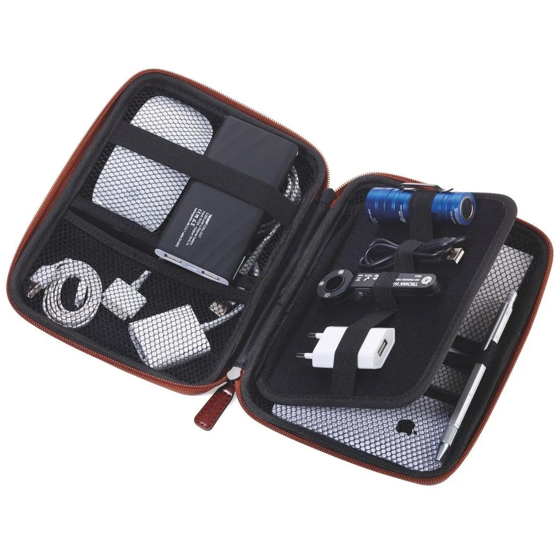 TROIKA Organiser Travel Case with Zipper BROWN TRAVEL CASE