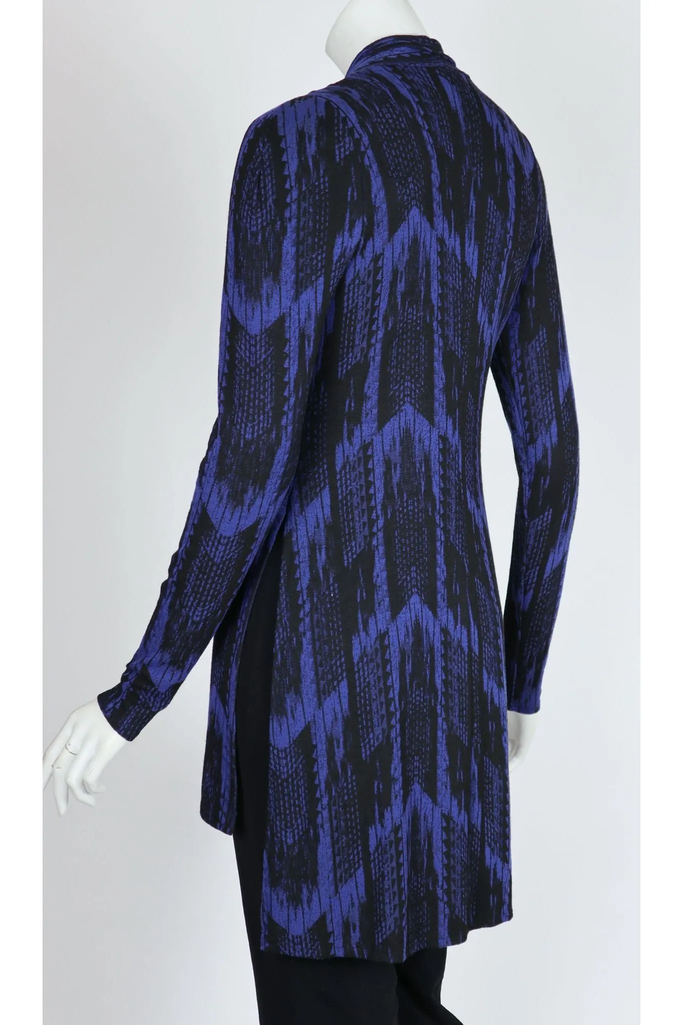 TRUDY Mid-length Long Sleeves Jacquard Duster with Side Slits