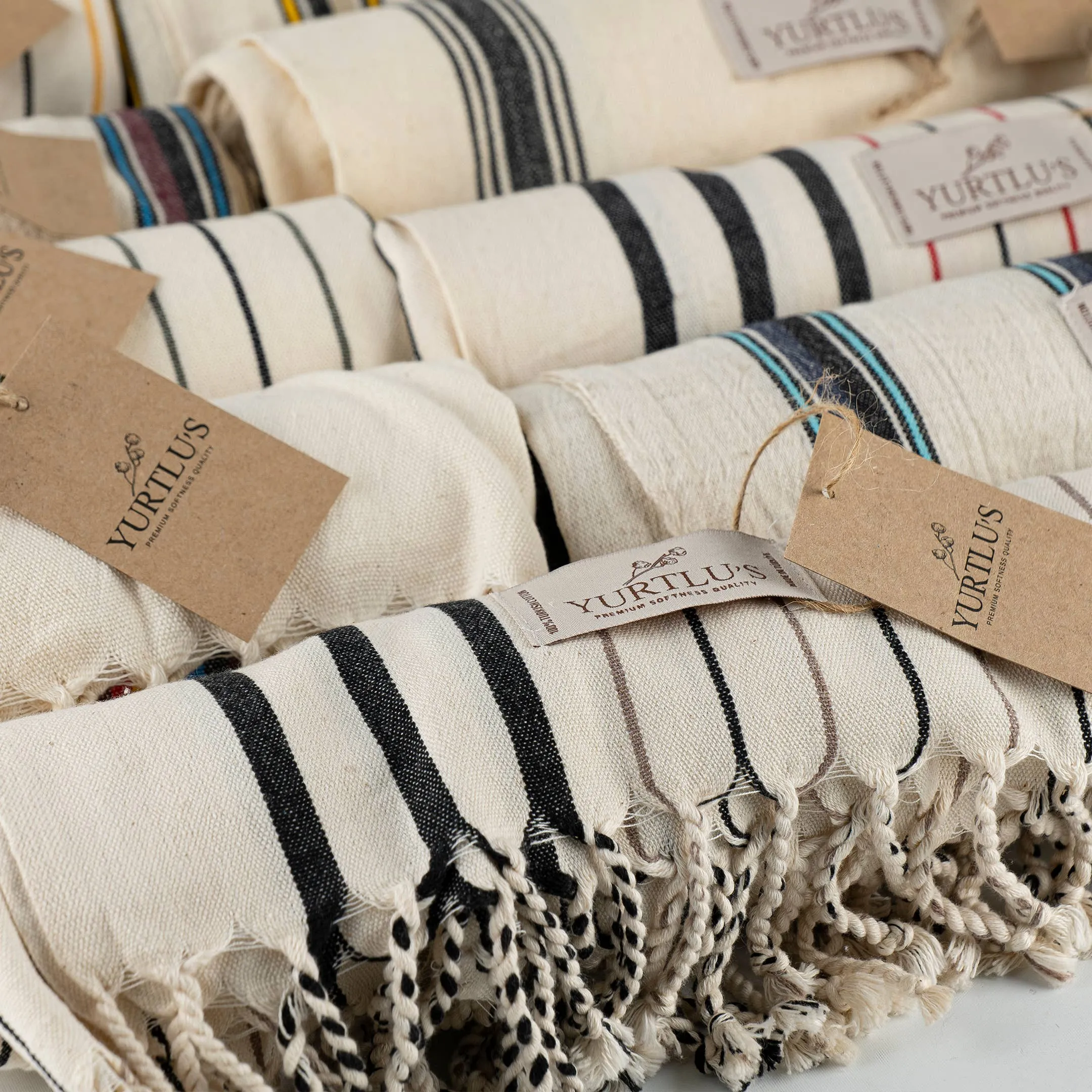 Turkish Towel Red/Black Stripe