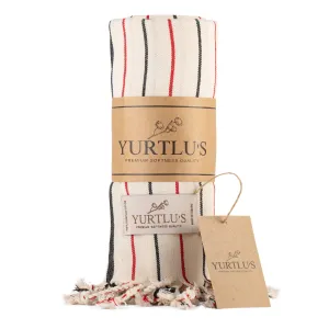 Turkish Towel Red/Black Stripe