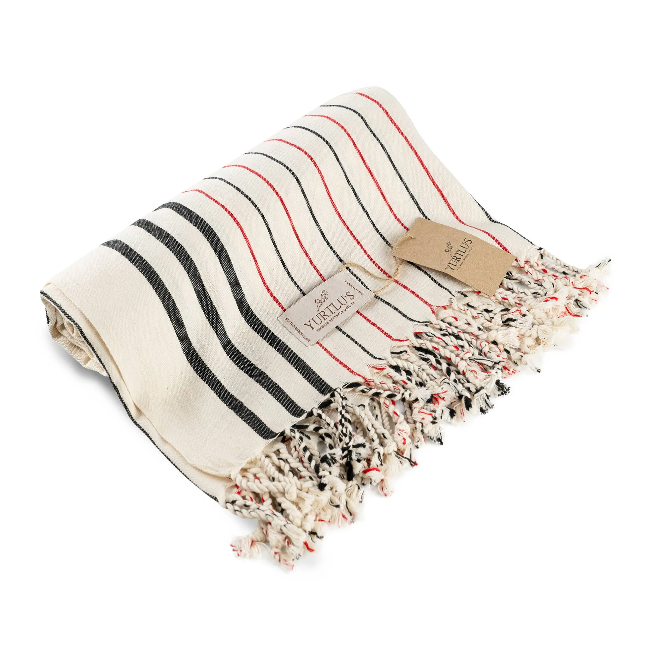 Turkish Towel Red/Black Stripe