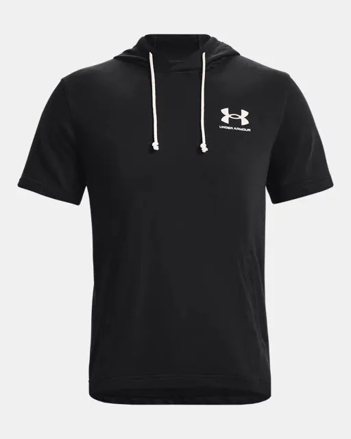 Under Armour Men's Rival Terry Short Sleeve Hoodie - Black