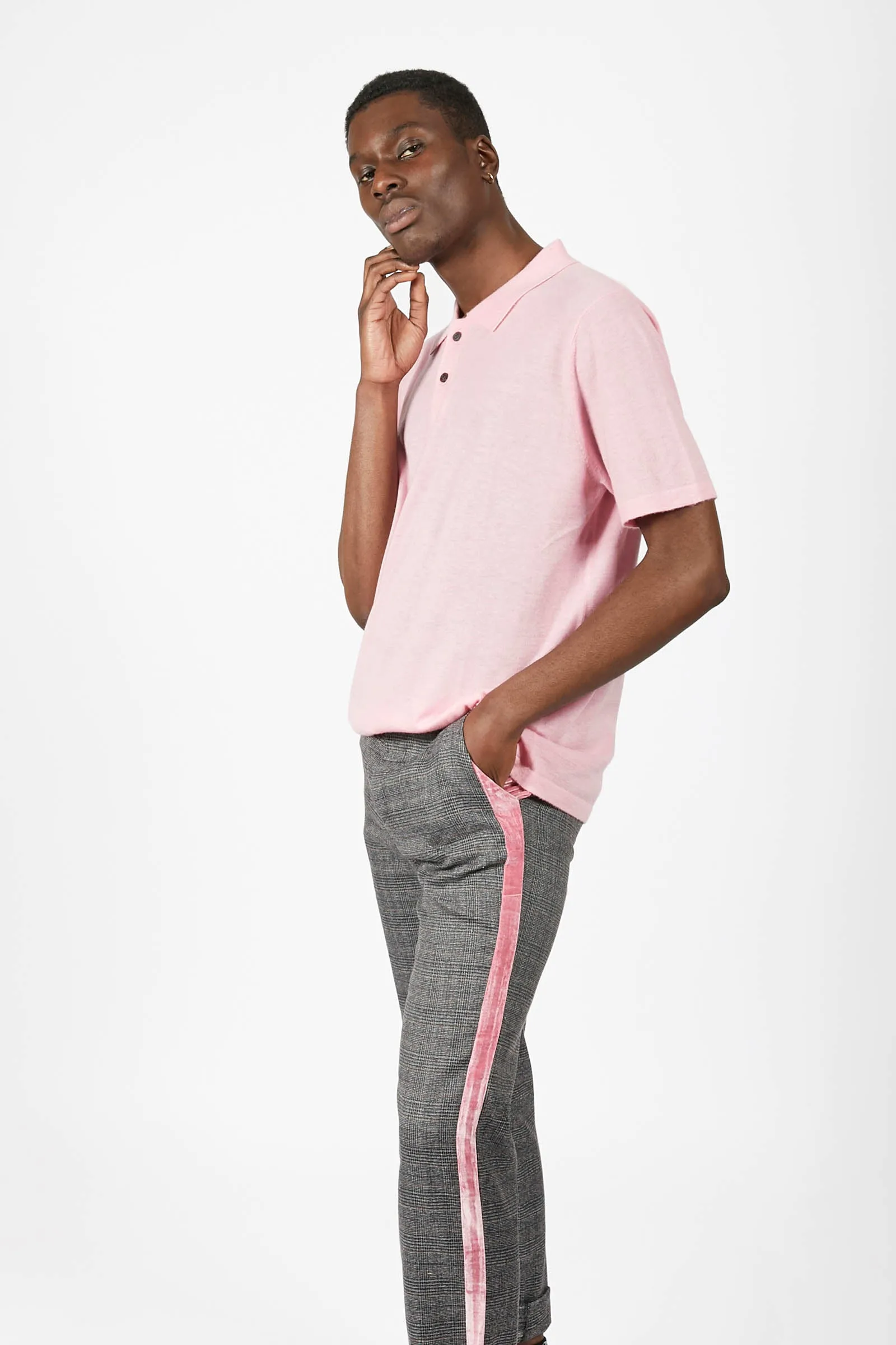 Unisex Pink Cashmere Polo Shirt