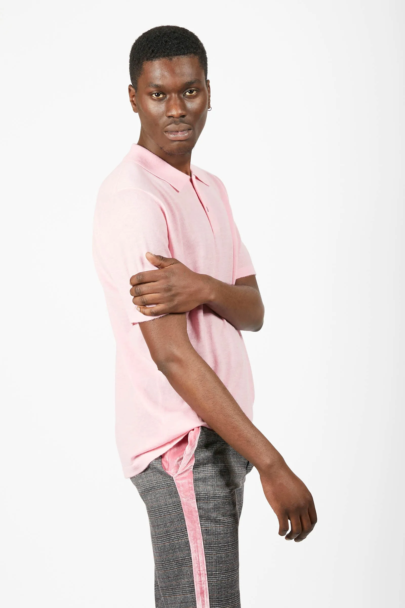 Unisex Pink Cashmere Polo Shirt