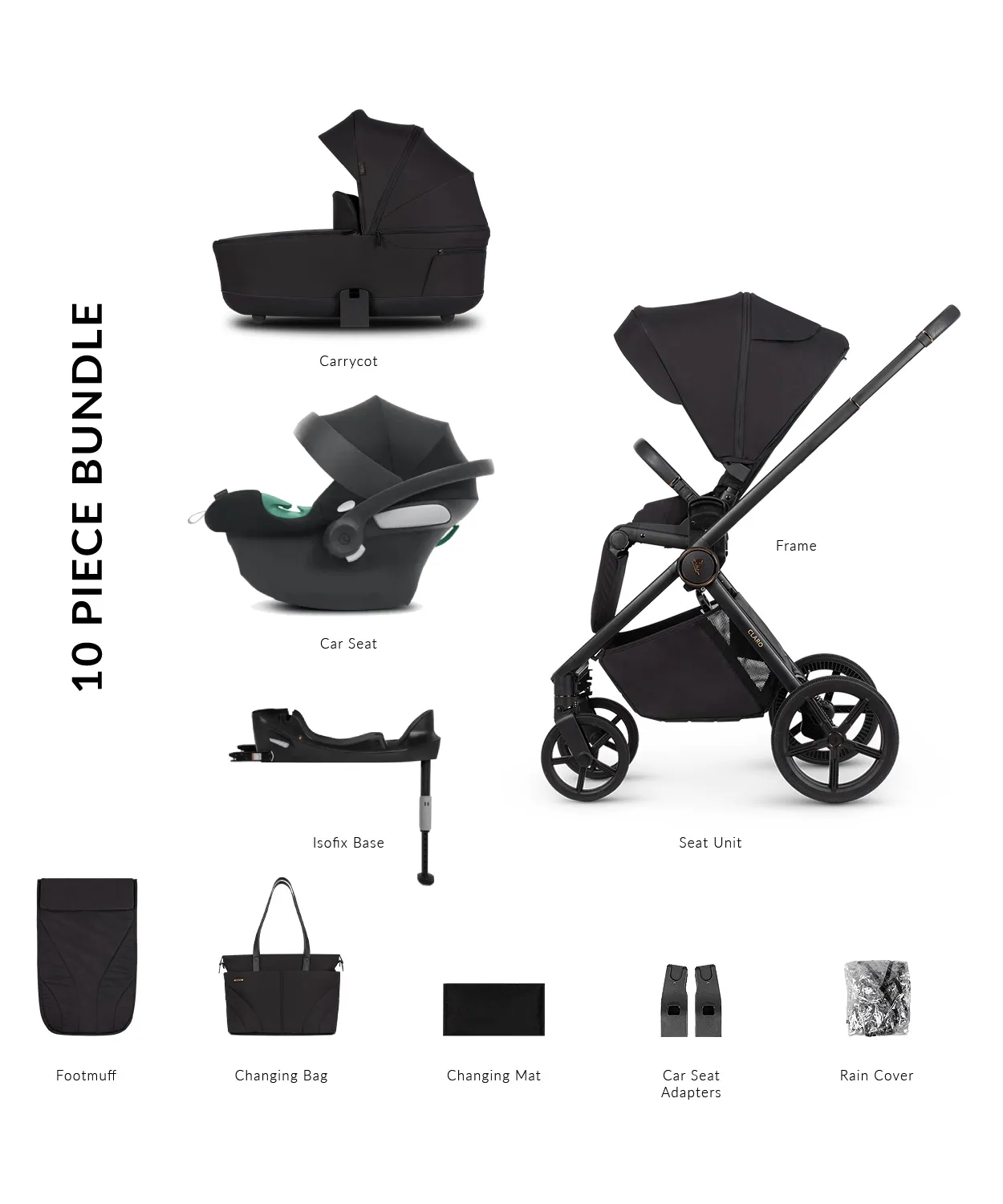 Venicci Claro 4in1 (Aton B2) Travel System - Noir