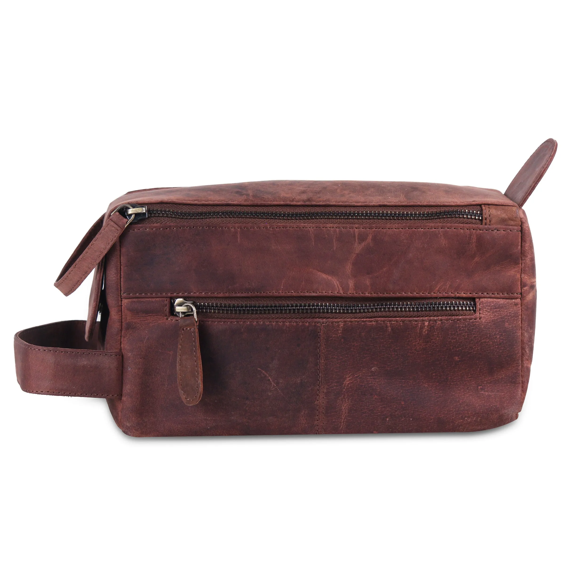 Vintage Dual Zipper Portable Travel Leather Bag