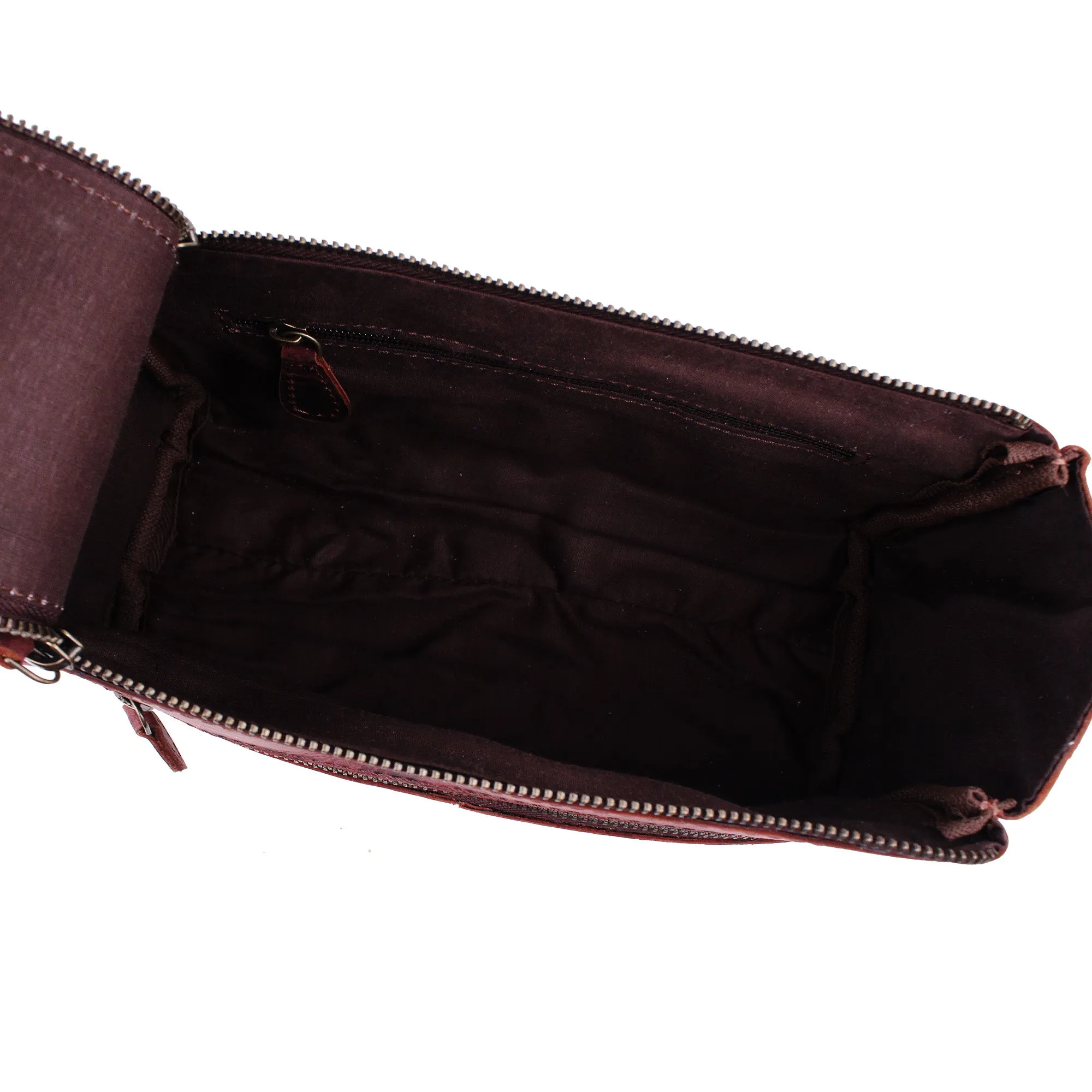 Vintage Dual Zipper Portable Travel Leather Bag