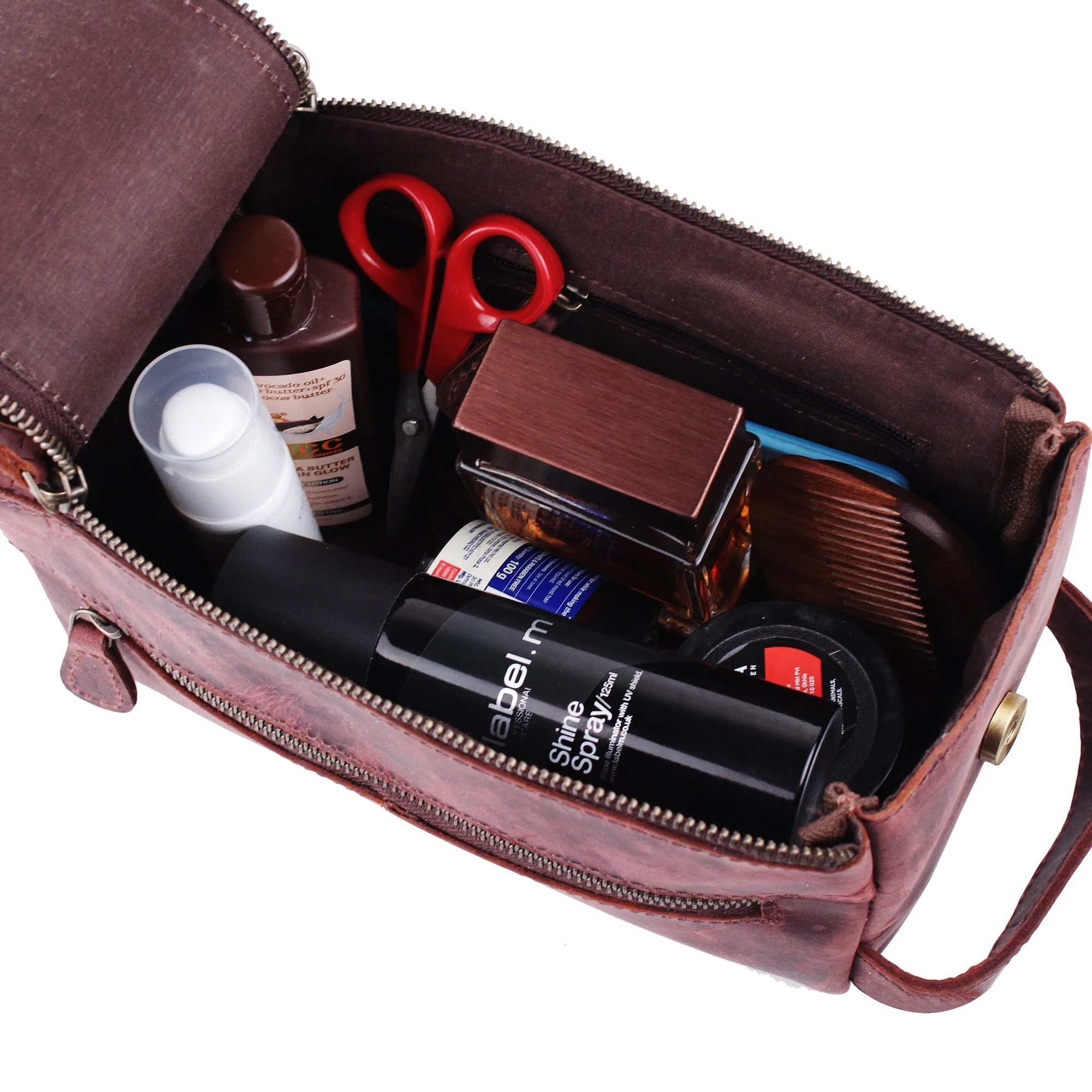Vintage Dual Zipper Portable Travel Leather Bag