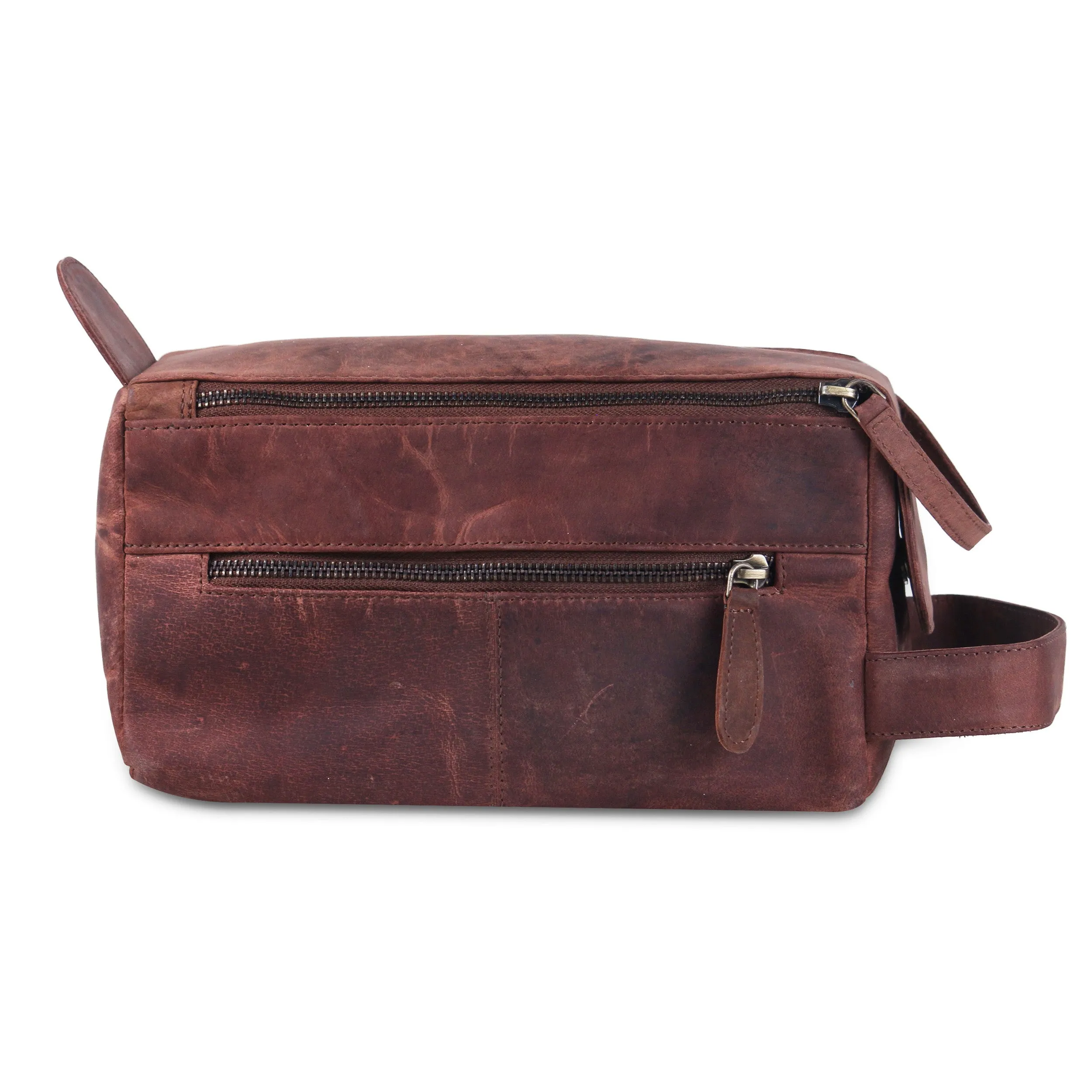 Vintage Dual Zipper Portable Travel Leather Bag
