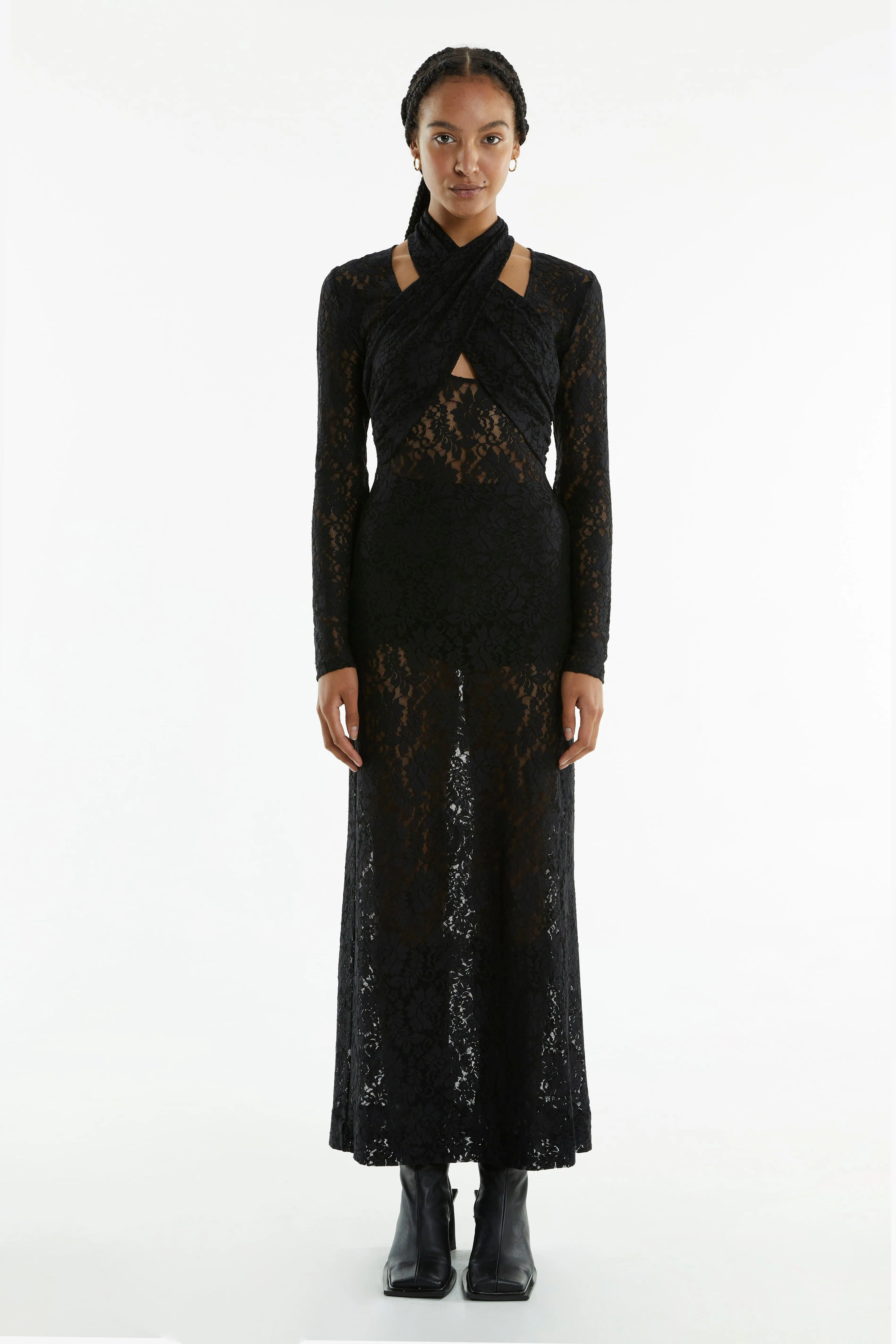 WAYWARD WRAP NECK MAXI DRESS | BLACK