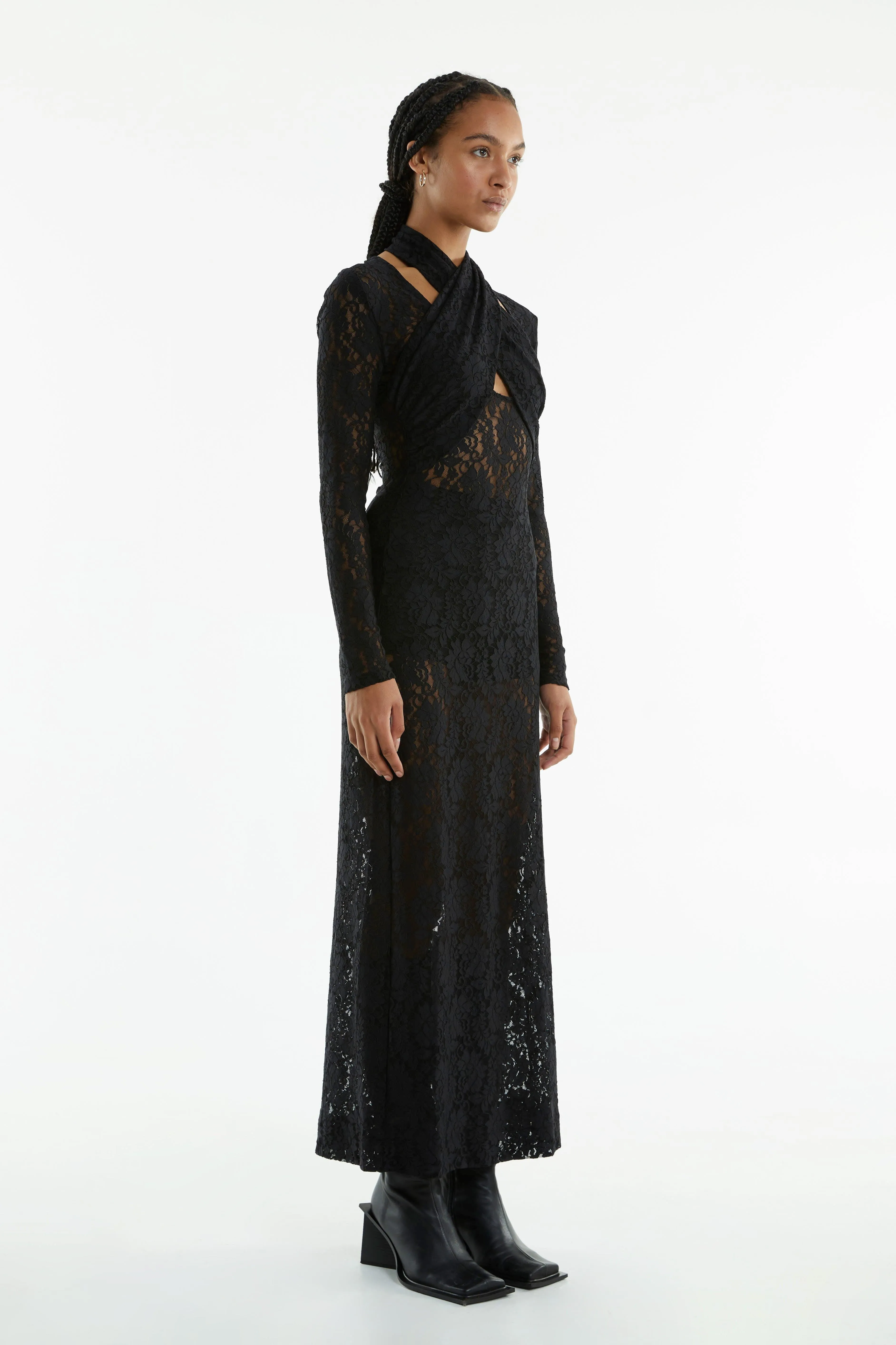 WAYWARD WRAP NECK MAXI DRESS | BLACK