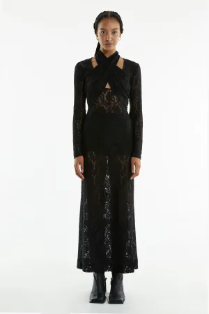 WAYWARD WRAP NECK MAXI DRESS | BLACK