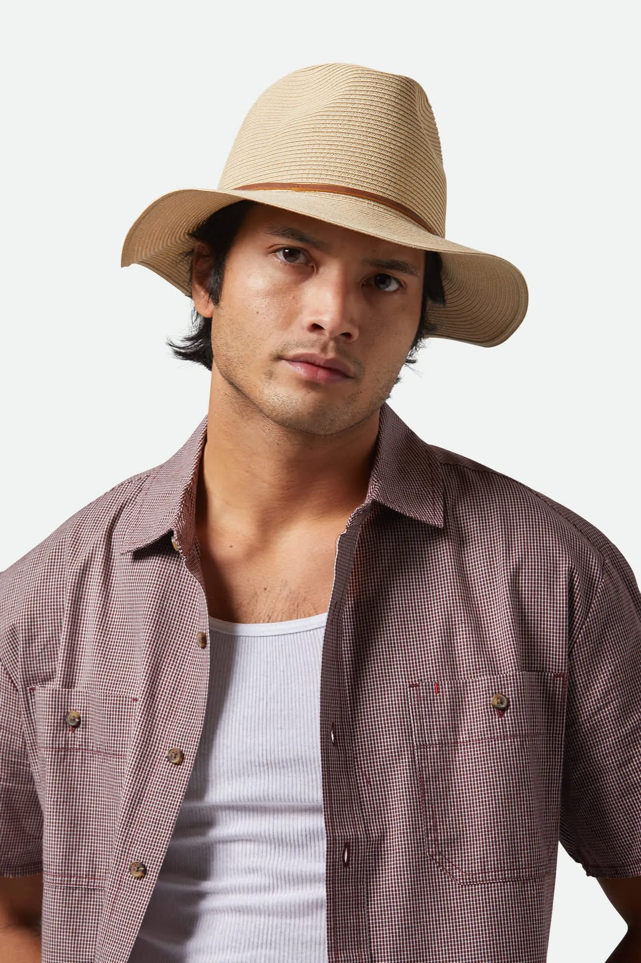 Wesley Straw Packable Fedora - Tan