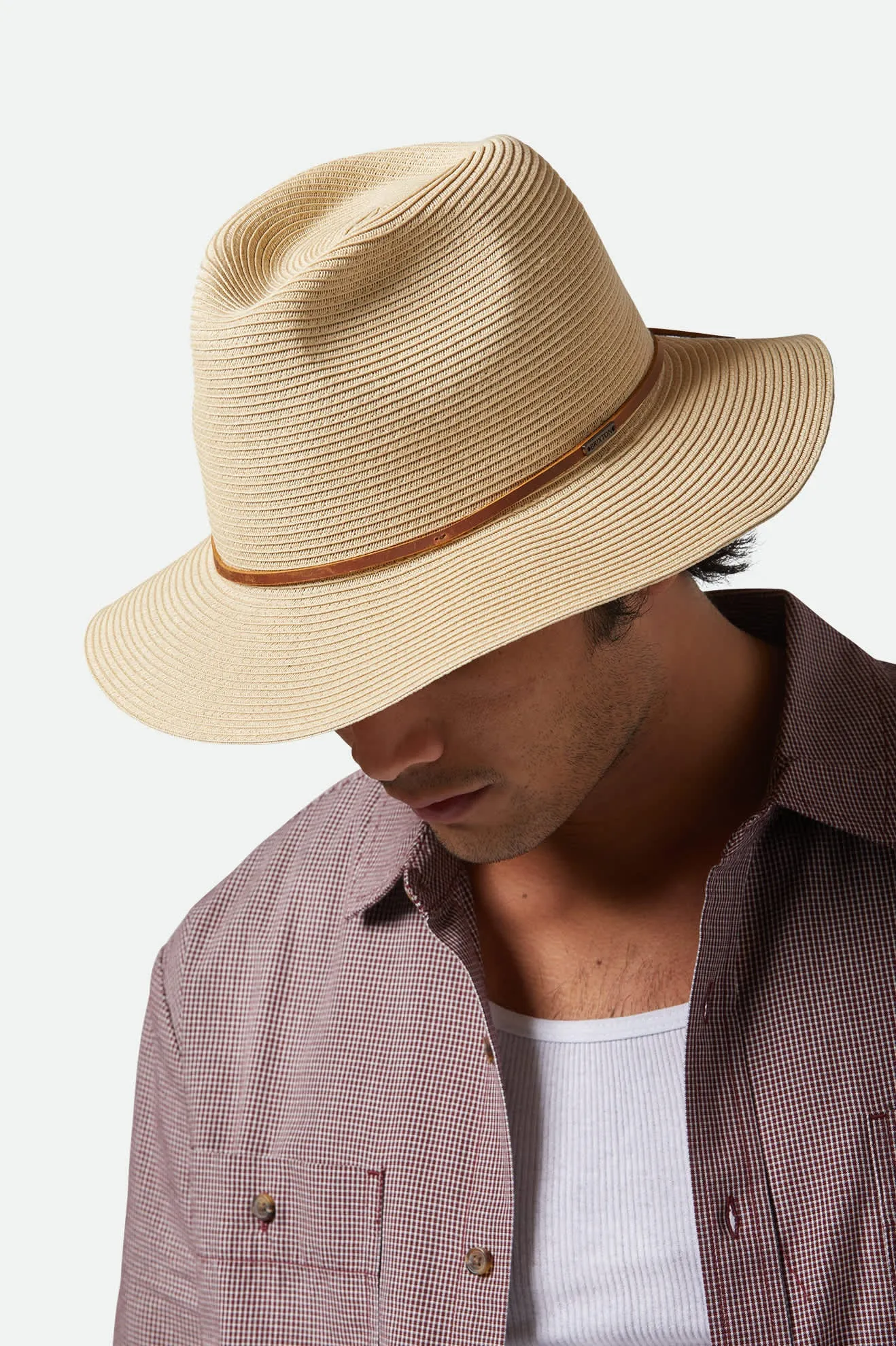 Wesley Straw Packable Fedora - Tan