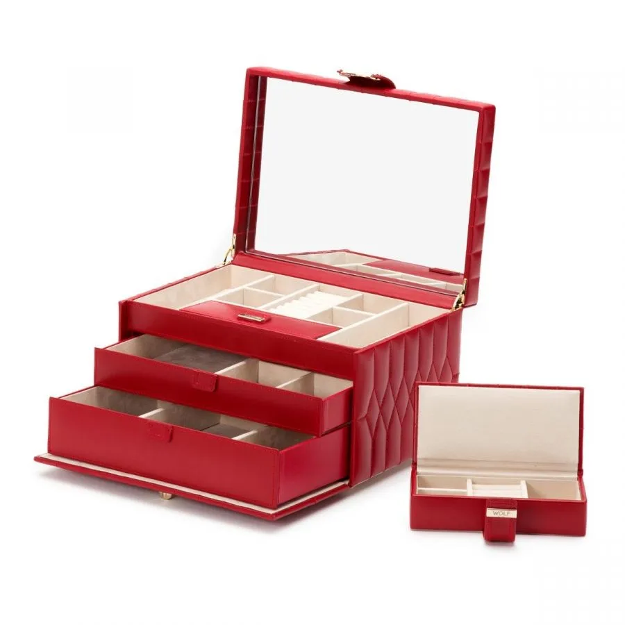 WOLF Caroline Medium Jewelry Case in Red