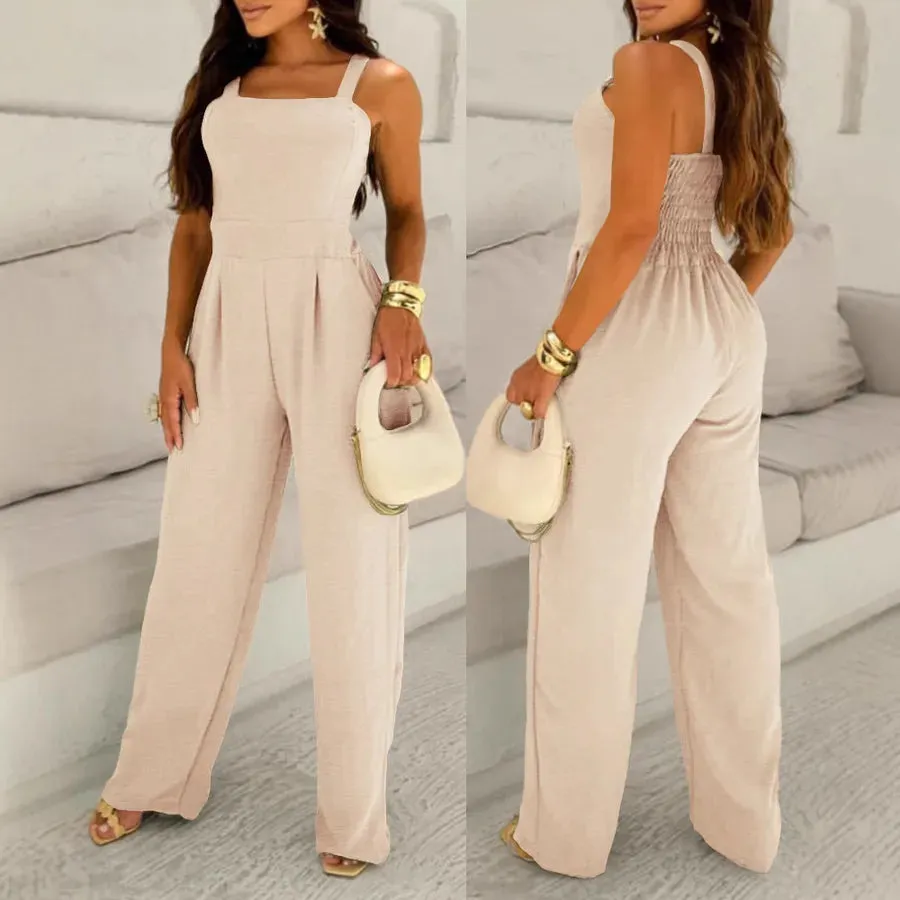 Women's Banquet Travel Bodysuits Harajuku Wind Japanese and Korean Leisure  Solid Color Full Length Jumpsuits