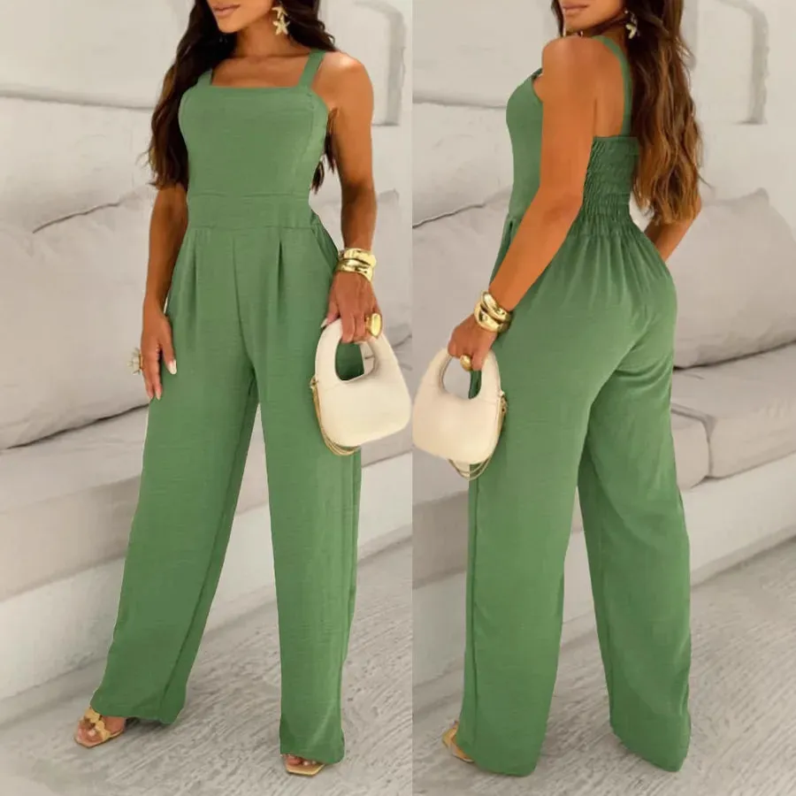 Women's Banquet Travel Bodysuits Harajuku Wind Japanese and Korean Leisure  Solid Color Full Length Jumpsuits