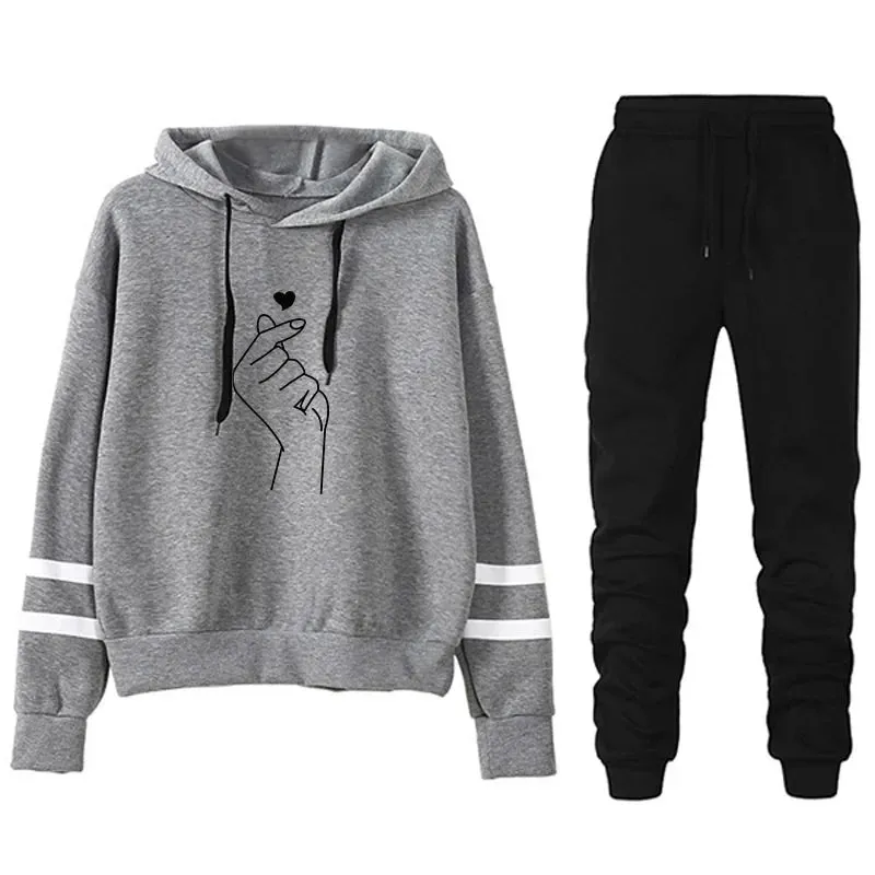 Women's Sports Suit Stripe Two Piece Set for Women 2024 Loose and Comfortable Casual Hoodie Daily Jogging Tracksuit Matching