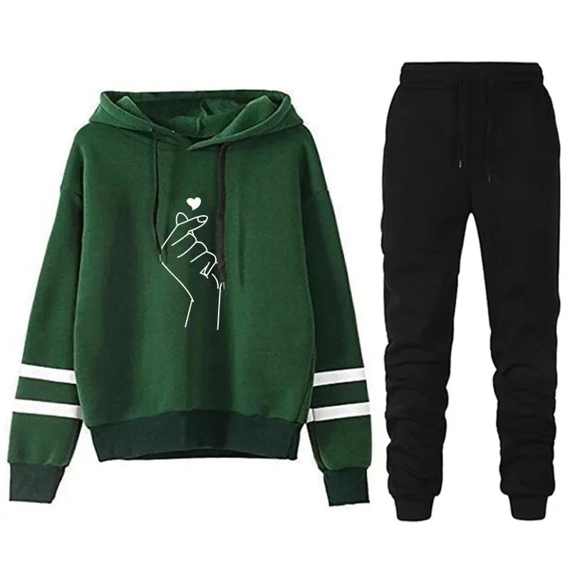 Women's Sports Suit Stripe Two Piece Set for Women 2024 Loose and Comfortable Casual Hoodie Daily Jogging Tracksuit Matching